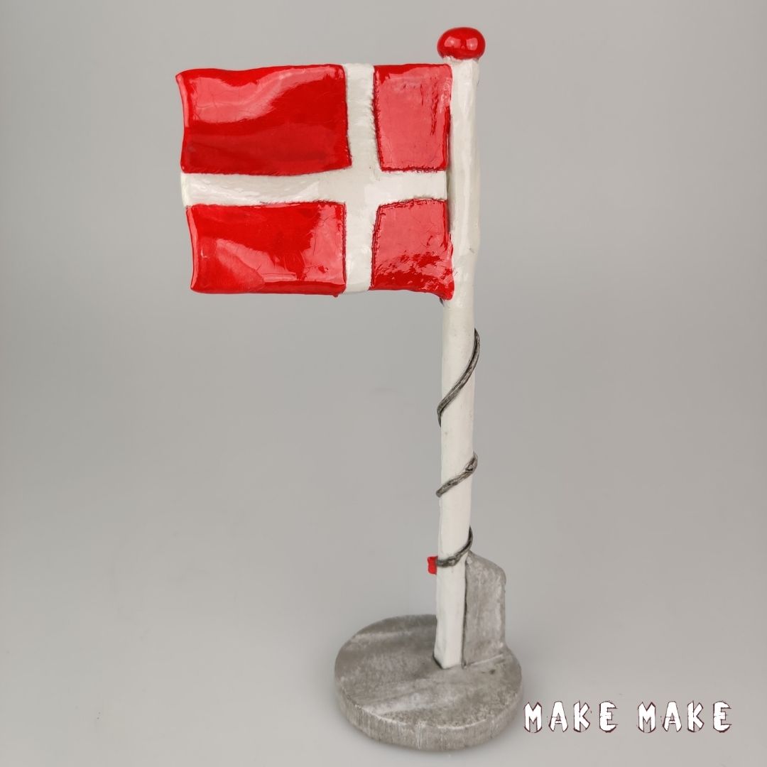 Flagstang lavet med DAS Selvhrdende ler - perfekt til gave. 