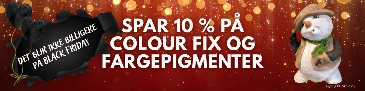 Juletilbud på den beste malingen for betong, gips og selvherdende leire – Colour Fix og fargepigmenter.