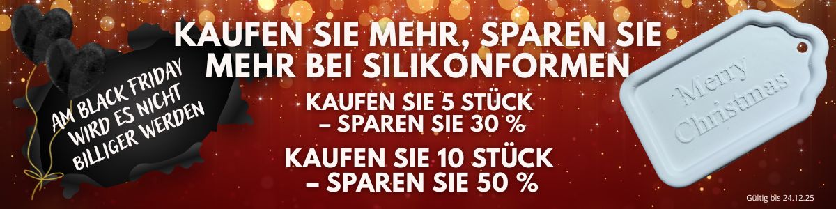 Kaufe mehr, spare mehr bei Silikonformen für Backen, Schokoladengießen, Gipsgießen u.v.m. Spare bis zu 50 % – günstiger wird es an Black Friday nicht.