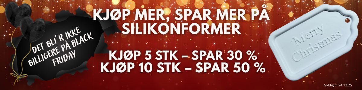 Kjøp mer, spar mer på silikonformer til baking, sjokoladestøping, gipsstøping m.m. Spar opptil 50 % – det blir ikke billigere på Black Friday.