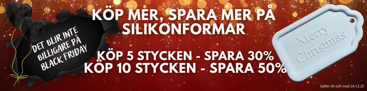 Köp mer, spara mer på silikonformar för bakning, chokladgjutning, gjutning i gips m.m. Spara upp till 50 % – det blir inte billigare på Black Friday.