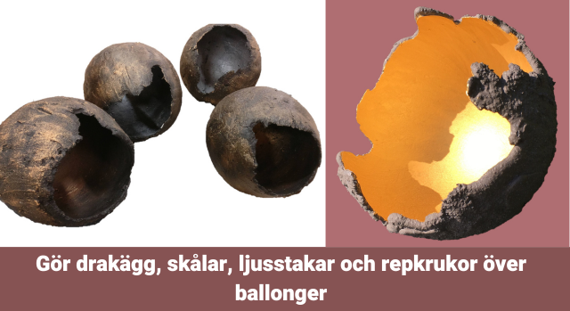 Drakägg och skålar i dekorationsbetong