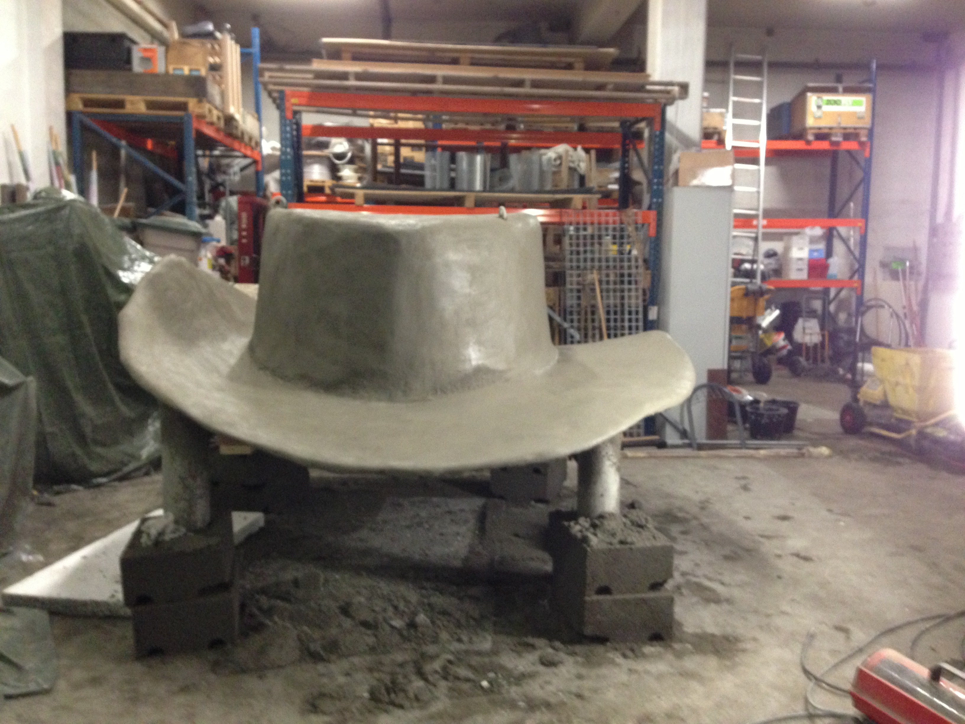 Mid-process giant hat made with ConcreteClay