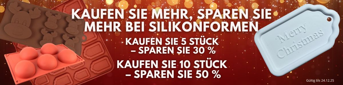 Kaufe mehr, spare mehr bei Silikonformen für Backen, Schokoladengießen, Gipsgießen u.v.m. Spare bis zu 50 % – günstiger wird es an Black Friday nicht.