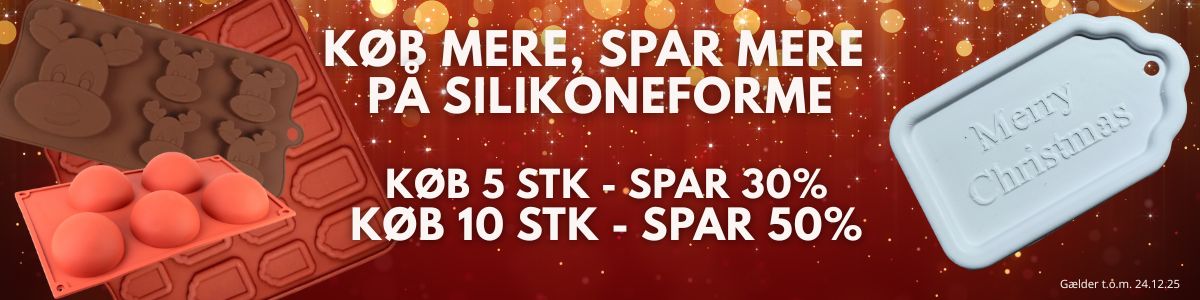 K&oslash;b mere, spar mere p&aring; silikoneforme til bagning, chokoladest&oslash;bning, gipsst&oslash;bning m.m. Spar op til 50% - det bliver ikke billigere Black Friday. 