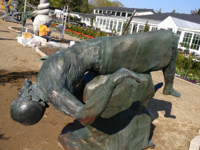 Fallen viking soldier sculpture made of ConcreteClay
