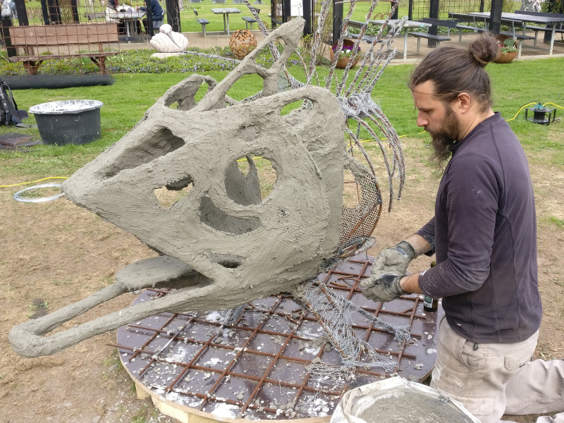 First layer of ConcreteClay applied to sculpture