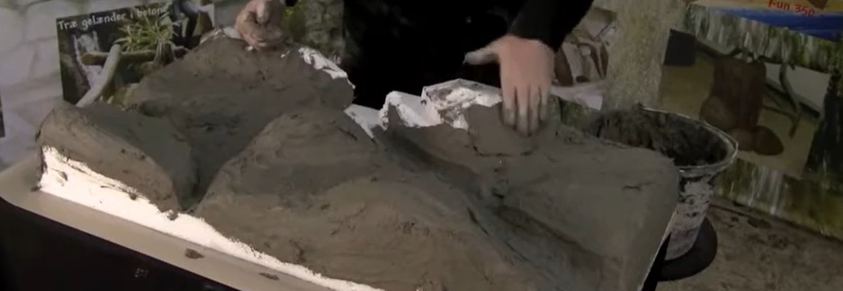 First layer of ConcreteClay applied onto terrarium foundation