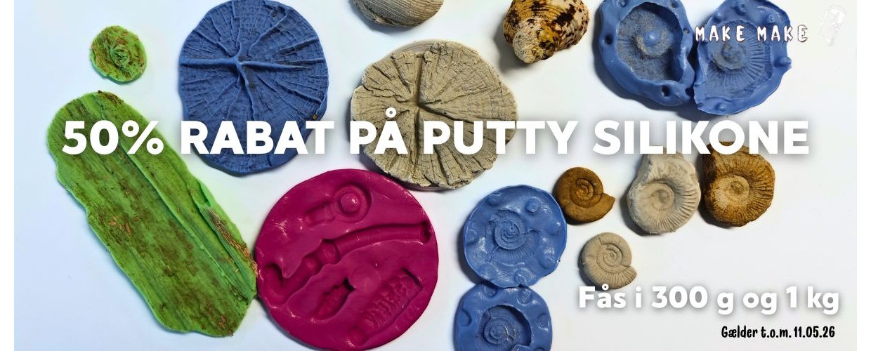 Forme af tr�stub, sneglehus, slik m.m. lavet af putty silikone.