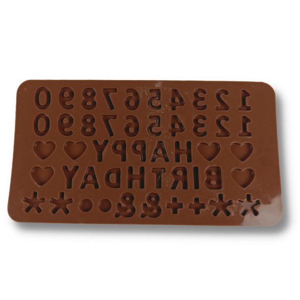 Silikonform - Sm tall og Happy Birthday