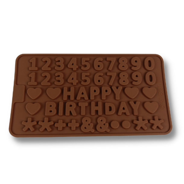 Silikoneform - Sm tal og Happy Birthday