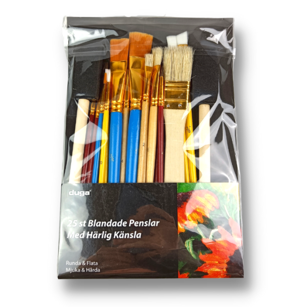 Blandede pensler og svampe - 25 stk