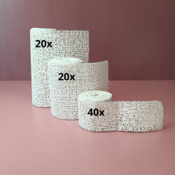 80 ruller gipsbind i assorterte strrelser.