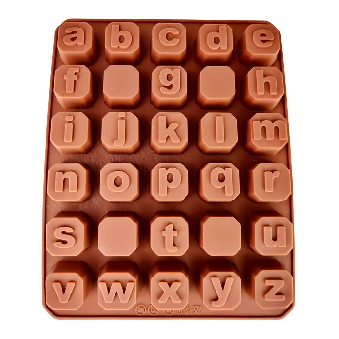 Silikoneform - Alfabetet (knapper) Små bogstaver